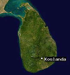 Location of Koslanda, Sri Lanka: N. Lat. 6.443, E. Long. 81.009