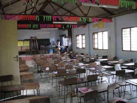 Inside the main Meeriabedda school building